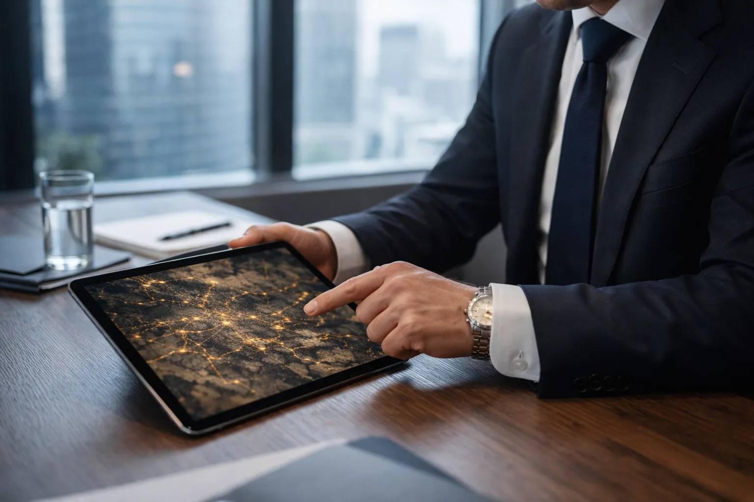 Advisor reviewing a portfolio on a tablet with a client